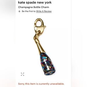 Kate Spade Vintage Glitter Champagne Bottle 1 Inch Charm New In Package